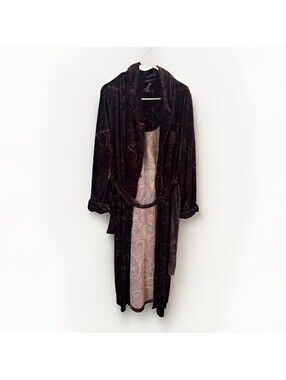 Ralph Lauren Women’s BLACK LABEL Robe Paisley Floral VELOUR Crown Logo Sz M